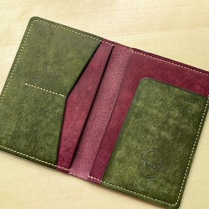 Handmade Burgundy and Olive Badalassi Carlo Italian Leather Passport and Papers Cover