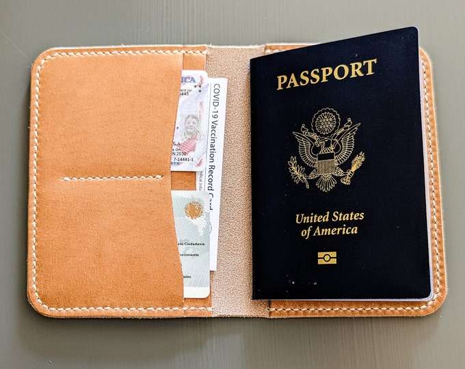 Horween Natural Dublin  Leather Passport Cover
