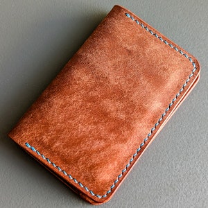 Chestnut Pueblo Italian Leather 3 Pocket Bifold Card Wallet image 9