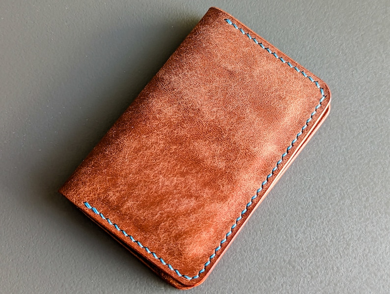 Chestnut Pueblo Italian Leather 3 Pocket Bifold Card Wallet image 9