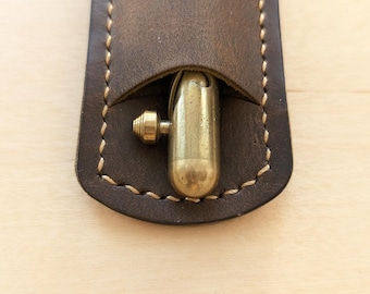 Dark Crazy Horse Leather Pen Slip