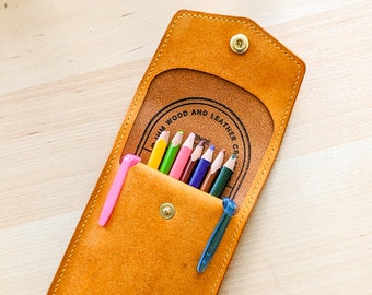 Handmade Yellow Badalassi Carlo Italian Leather Pen/Pencil Case