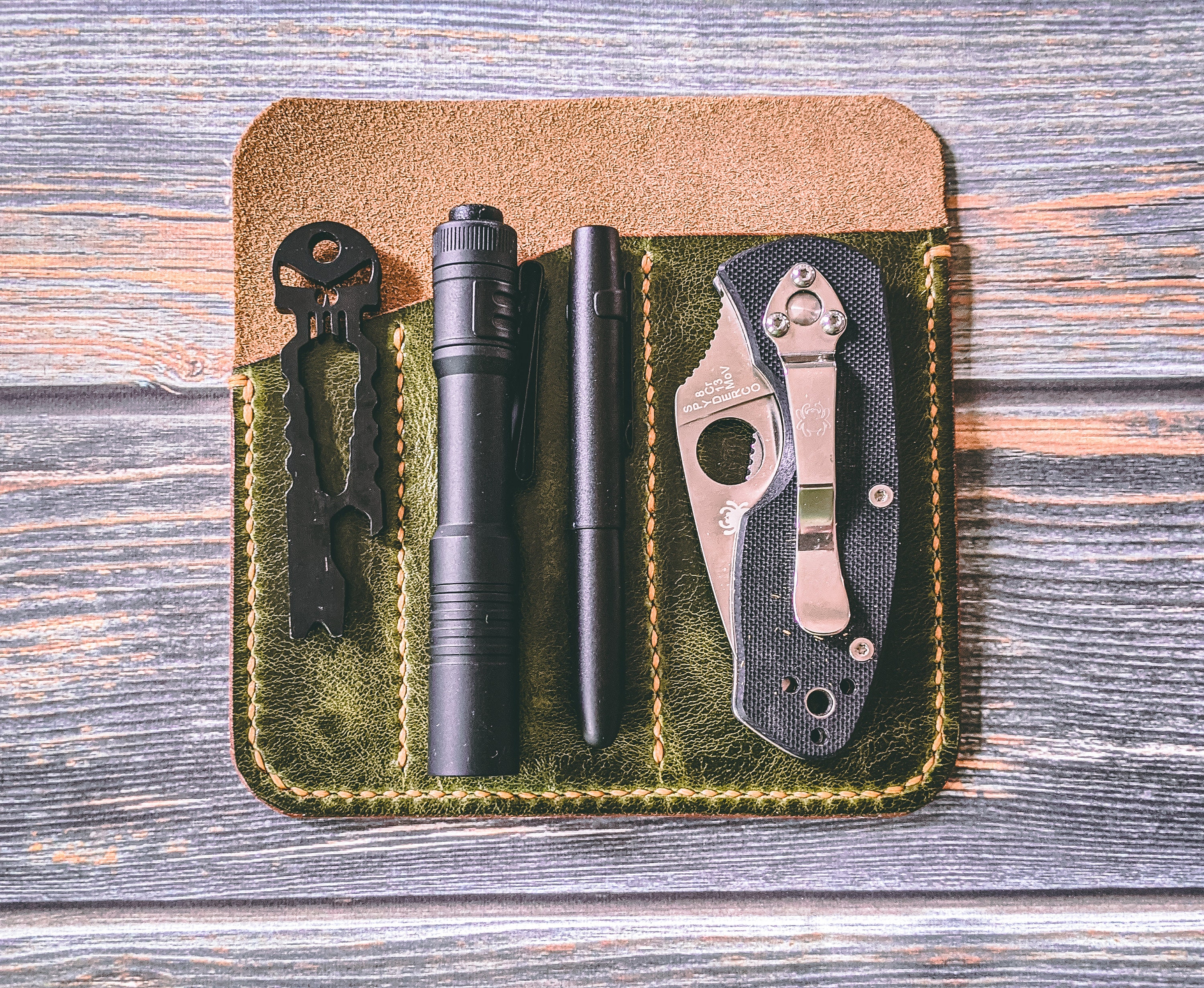 Forest Green Leather Extra Large EDC Pocket Organizer