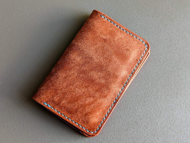 Chestnut Pueblo Italian Leather 3 Pocket Bifold Card Wallet image 7