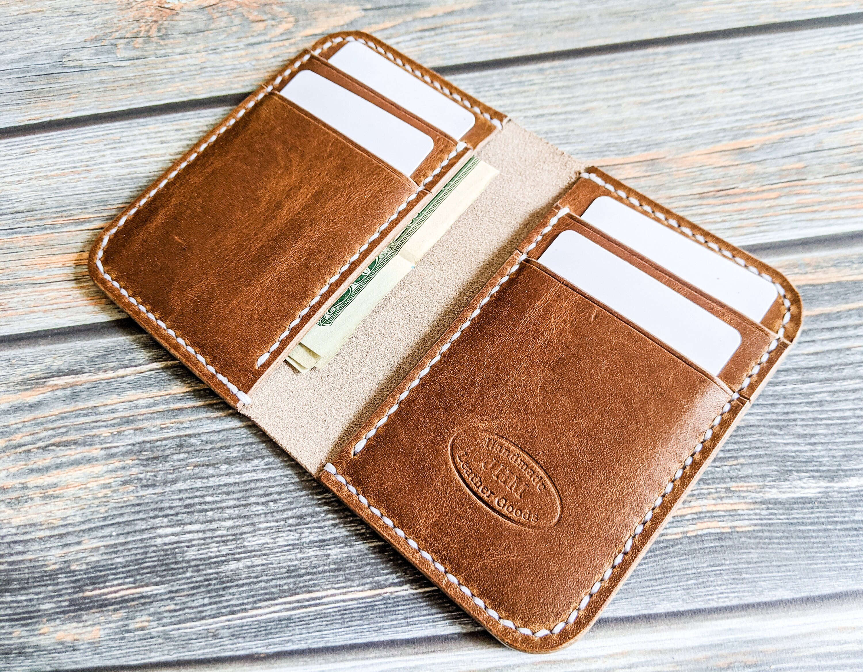 Tan Vintage, Vertical Credit Card Wallet