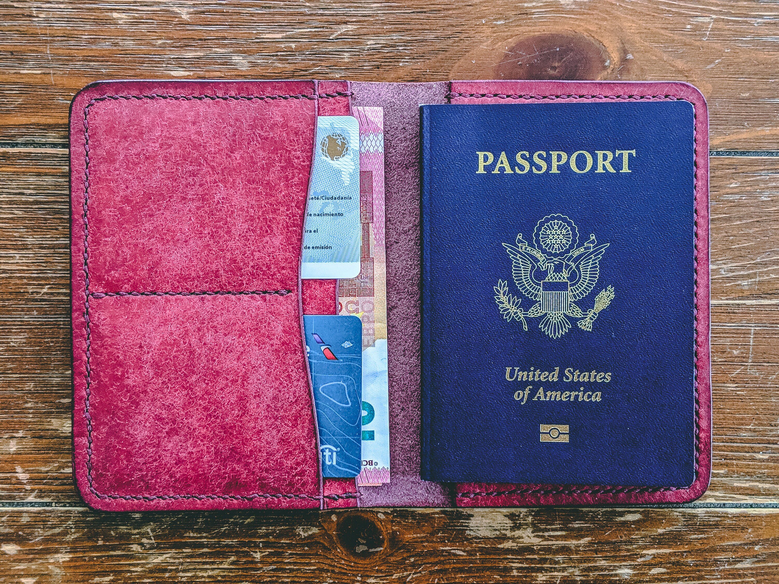Burgundy Italian Leather Passport Cover