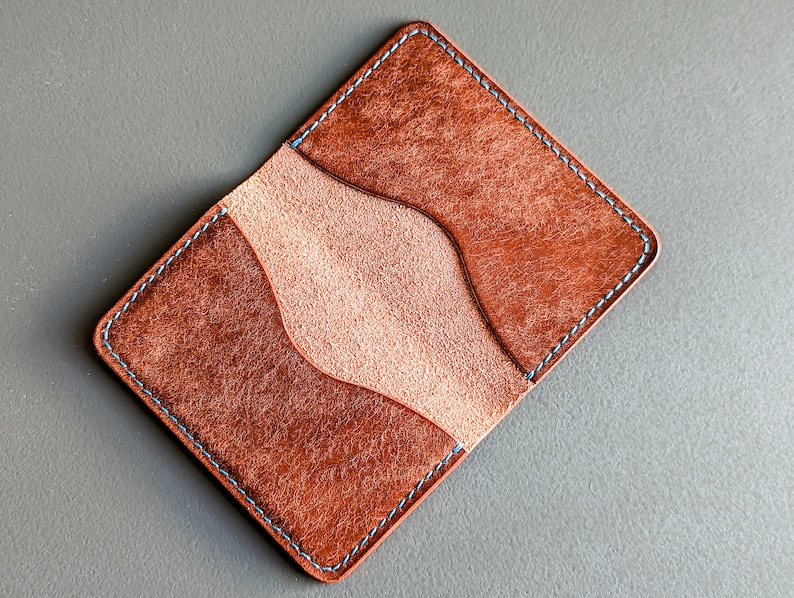 Chestnut Pueblo Italian Leather 3 Pocket Bifold Card Wallet image 2