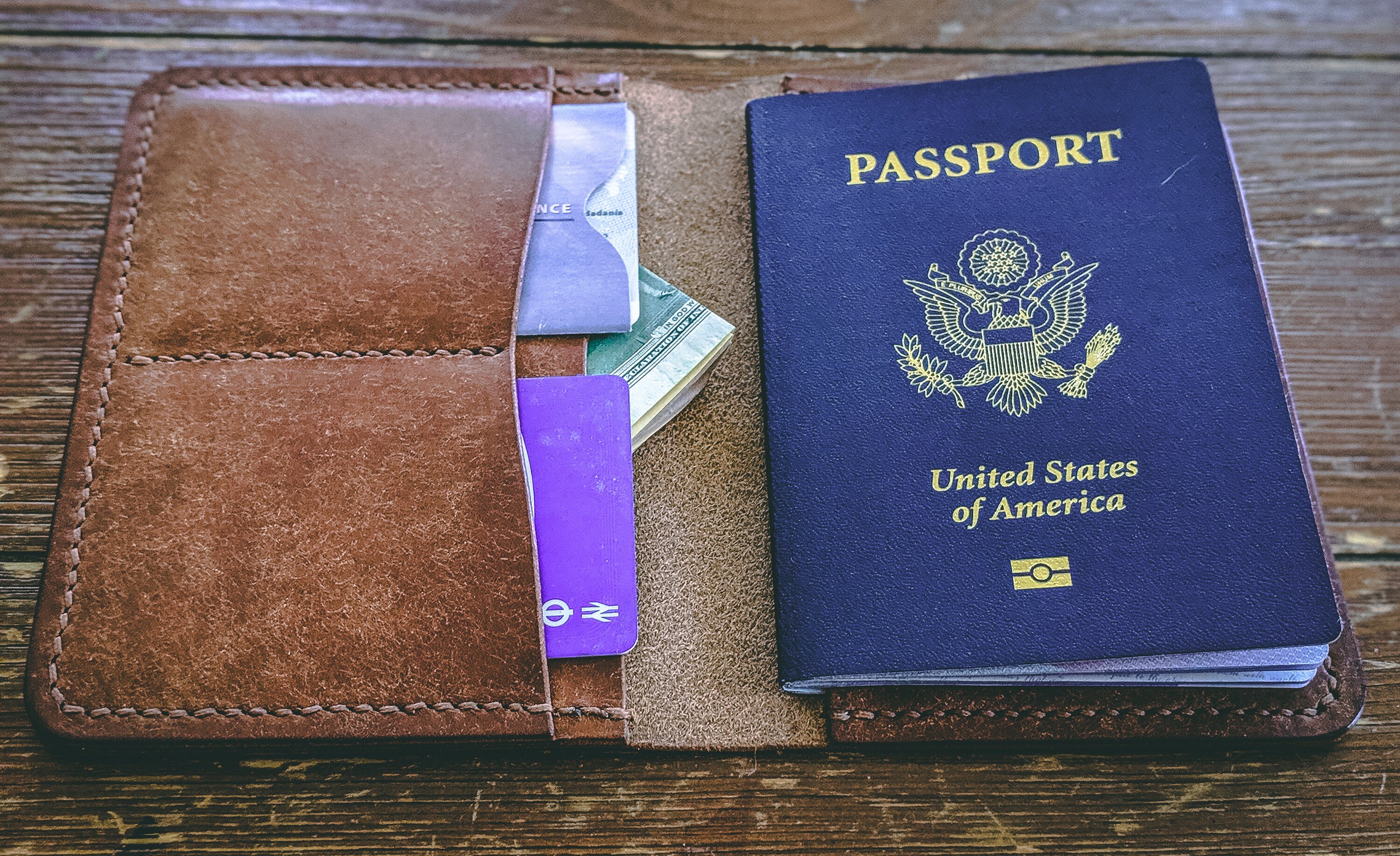 Walnut Badalassi Carlo Italian Leather Passport Cover