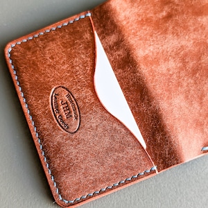 Chestnut Pueblo Italian Leather 3 Pocket Bifold Card Wallet image 4