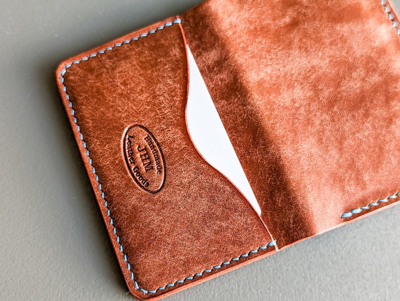 Chestnut Pueblo Italian Leather 3 Pocket Bifold Card Wallet image 4
