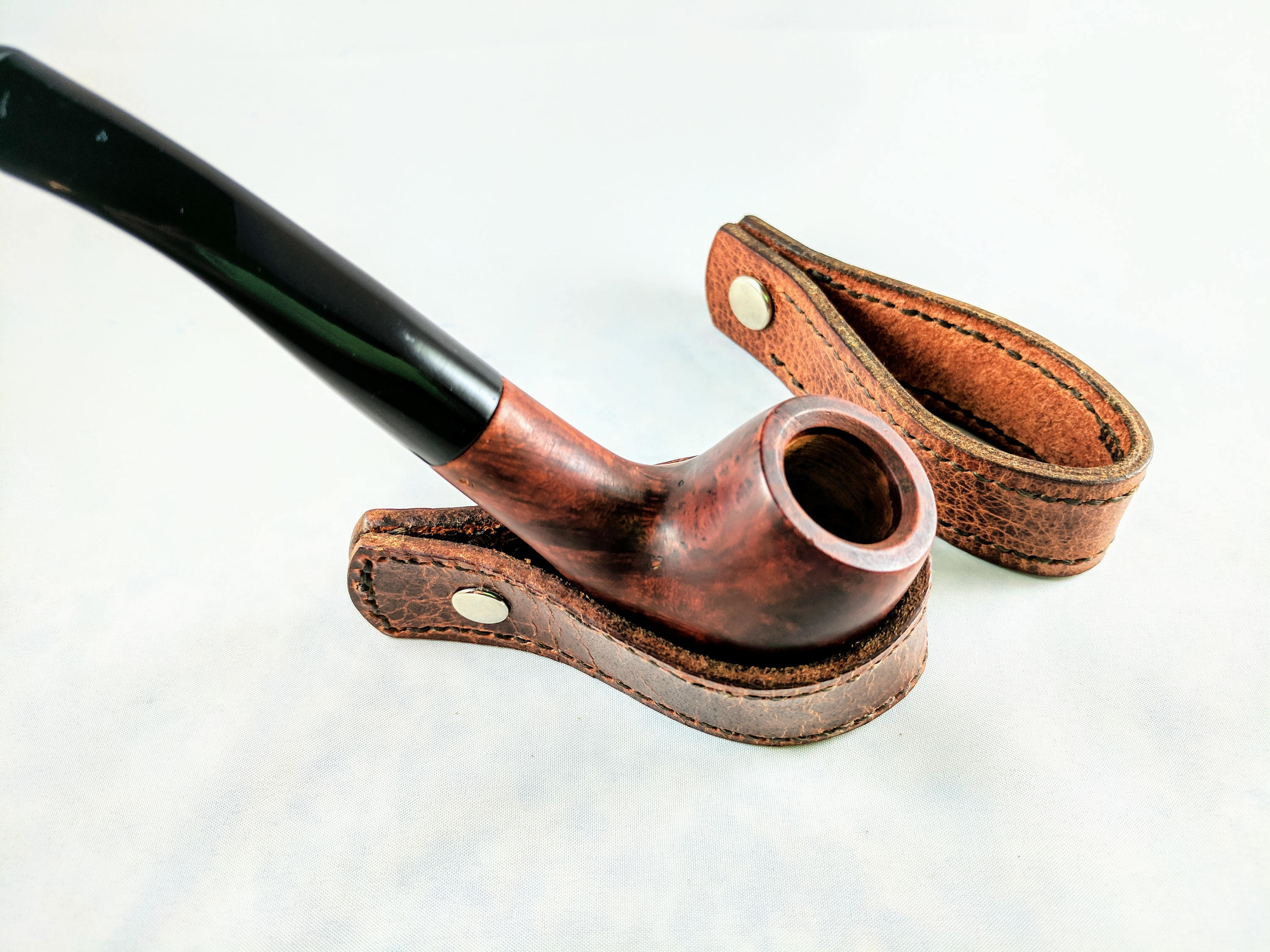 Distressed Brown Buffalo Leather Pipe Rest