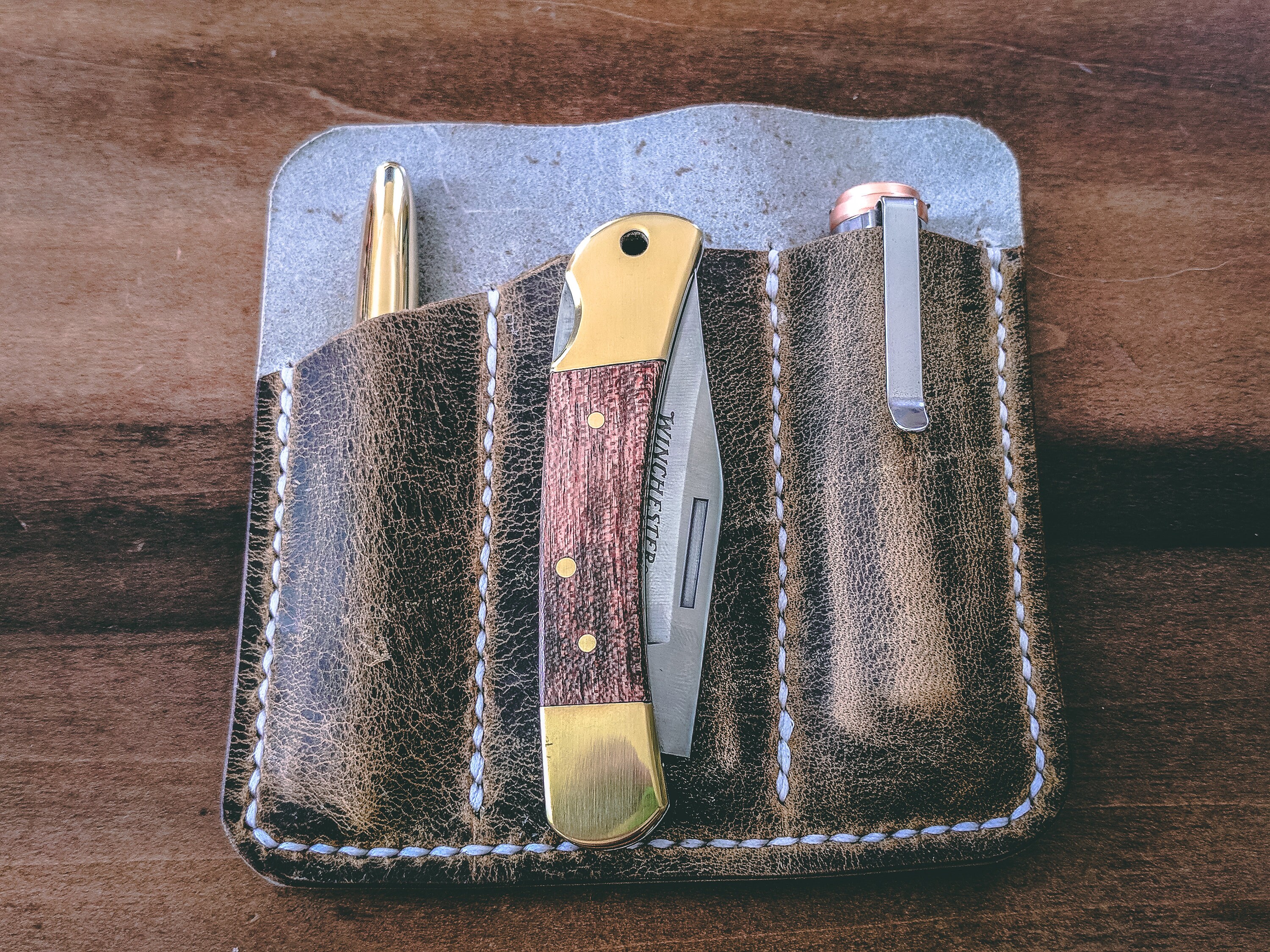 Distressed Leather EDC Pocket Organizer Etsy