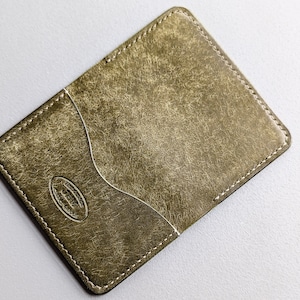 Cartera plegable para tarjetas con 3 bolsillos de cuero italiano Olive Pueblo