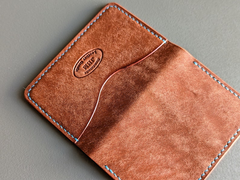 Chestnut Pueblo Italian Leather 3 Pocket Bifold Card Wallet image 3