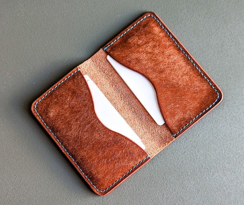 Chestnut Pueblo Italian Leather 3 Pocket Bifold Card Wallet image 5