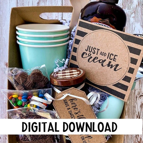 Neighbor Christmas Gift Just Add Ice Cream Printable - Etsy
