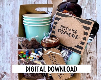 Ice Cream Gift Basket, Teacher Appreciation Gift, Date Night Printables, Minister, Ministering Gift, Treat Tag, Date Night Box