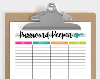 Password Tracker, Password Keeper Printable, Password Log, Printable Password Keeper