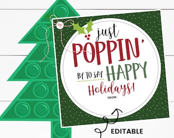 Etiqueta de regalo Pop It, etiqueta de favor de juguete Fidget, idea de regalo Pop It, etiqueta Pop It navideña, Pop It imprimible, etiqueta de Navidad para niños, regalo de Navidad de amigo