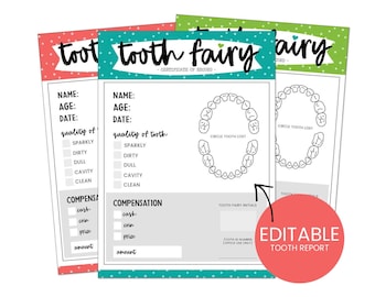 Tooth Fairy Receipt, Lost Tooth Receipt, Tooth Fairy Printable, Editable Tooth Fairy Certificate,