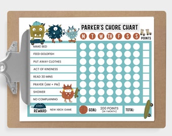 Kids Chore Chart, Reward Chart, Printable Chore Chart, Kids Routine Chart, Daily Routine