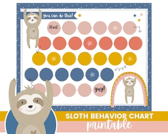 Reward Chart Printable, Kids Chore Chart, Sloth Chart, Toddler Chart, Potty Training Chart, Sticker Chart, Routine Printable, Girls Chart