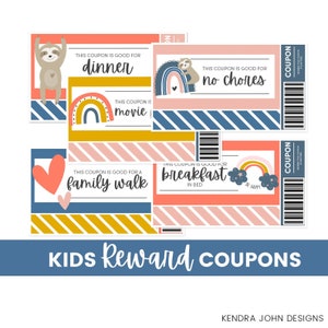 Kids Reward Coupons | Printable Love Coupons | Coupons for Kids | Sloth