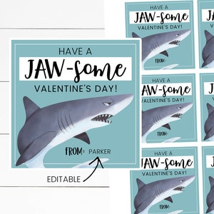 Shark Valentines, Editable, Boy Valentines, Class Valentines, Printable, Valentine&#39;s Day Cards, Printable Valentines