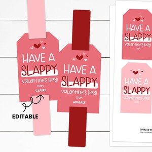 Slap Bracelet Valentine, Non Candy Valentines, School Valentines Ideas, Valentine Party Favors for kids, Valentines for Class, Printable