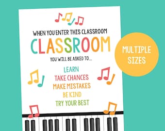 Regler för musiklektionen, dekoration för musiklärare, ledsen för oväsendet, musiklektion i grundskolan, affisch för bandklassrum, skyltar för musikrum, affisch för kören