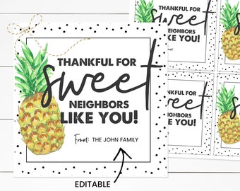 Printable Thank You Tag, Pineapple Gifts, Pineapple, Thank You Gift, Ministering, Neighbor Gift,
