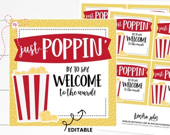 Welcome To The Ward, Just Poppin' By, Relief Society Welcome, RS Welcome, New Neighbor Gift, LDS Printable, New to Ward,