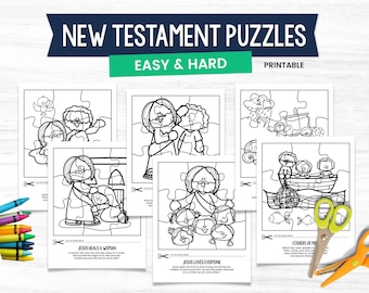 New Testament Puzzles, Bible Game for Kids, Stories of Jesus, Kids Bible Study, New Testament Activity, Printable Bible Game, Primary Lesson