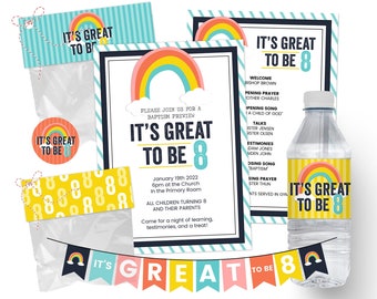 Great to Be Eight Invitation, 5x7, Baptism Preview, Lds, Primary ...