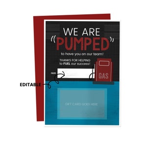 Carte-cadeau de gaz, étiquettes-cadeaux d'appréciation des employés, carte de remerciement du personnel, remerciement des employés, porte-carte-cadeau imprimable, membre de l'équipe merci,
