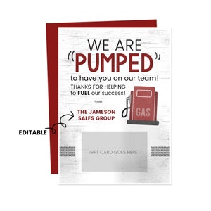 Carte-cadeau de gaz, étiquettes-cadeaux d'appréciation des employés, carte de remerciement du personnel, remerciement des employés, porte-carte-cadeau imprimable, membre de l'équipe merci,
