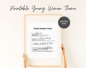 Young Women Theme, Printable YW Theme, YW Theme Poster, Young Women Handout, YW Journal Cover, Daughter of God, Digital Download