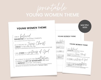Young Women Theme, Printable YW Theme, YW Theme Poster, Young Women Handout, YW Journal Cover, Daughter of God, Digital Download