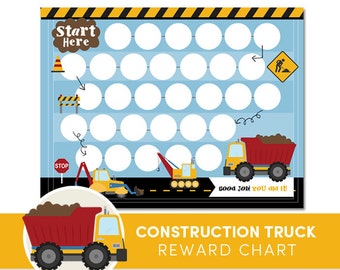 Construction Truck Chart, Printable Reward Chart, Kids Chore Chart, Potty Training Chart, Toddler Boy Behavior Chart, Dump Truck Chore Chart