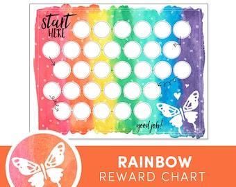 Reward Chart Printable - Rainbow - Butterfly - Kids Chore Chart - Routine Chart - Potty Training