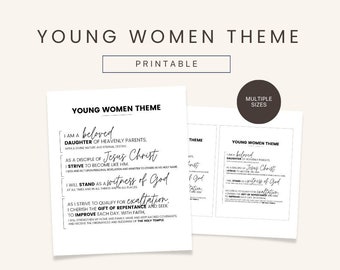 Young Women Theme, Printable YW Theme, YW Theme Poster, Young Women Handout, YW Journal Cover, Daughter of God, Digital Download