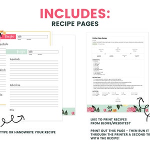 Printable Recipe Binder, Editable Recipe Binder, Recipe Organizer, Family Recipe Binder, Fillable Recipe Cards, Cookbook Binder, Recipe Card image 6
