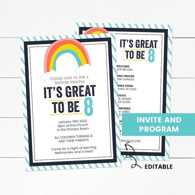 Great to Be 8 Invitation Great to Be 8 Program Primary - Etsy