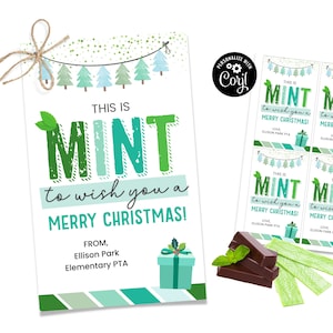 Mint Christmas Gift Tag, Christmas Staff Gift Tag, Gum Tag Christmas, Mint Holiday Tag, Neighbor Gift Tag Christmas, Peppermint Gift Tag