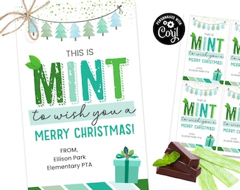 Mint Christmas Gift Tag, Christmas Staff Gift Tag, Gum Tag Christmas, Mint Holiday Tag, Neighbor Gift Tag Christmas, Peppermint Gift Tag
