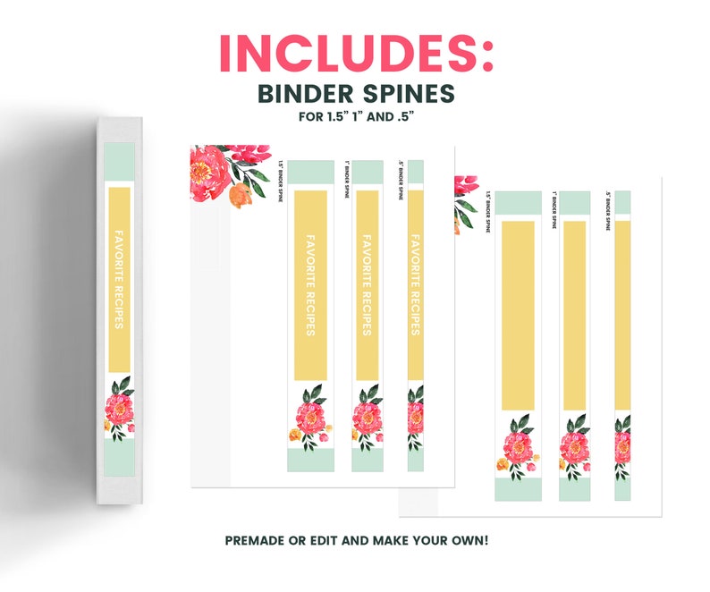 Printable Recipe Binder, Editable Recipe Binder, Recipe Organizer, Family Recipe Binder, Fillable Recipe Cards, Cookbook Binder, Recipe Card image 7