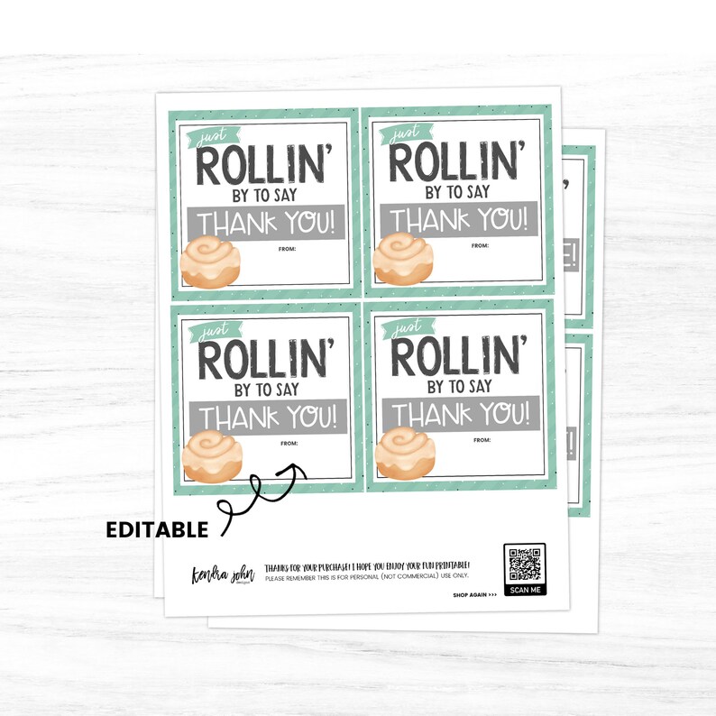 Cinnamon Roll Thank You Thank You Gift Tags Printable Thank - Etsy