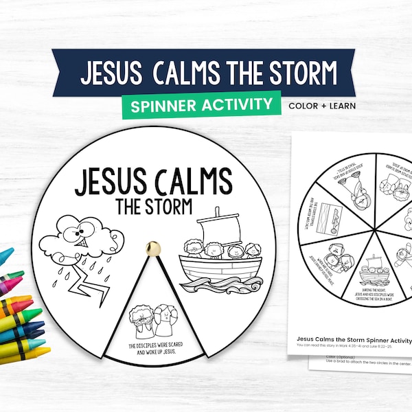 Jesus Calms The Storm, Stories of Jesus, Bible Game for Kids, Kid Bible Study, Kids Bible Craft, New Testament Printable, Primary Lesson,