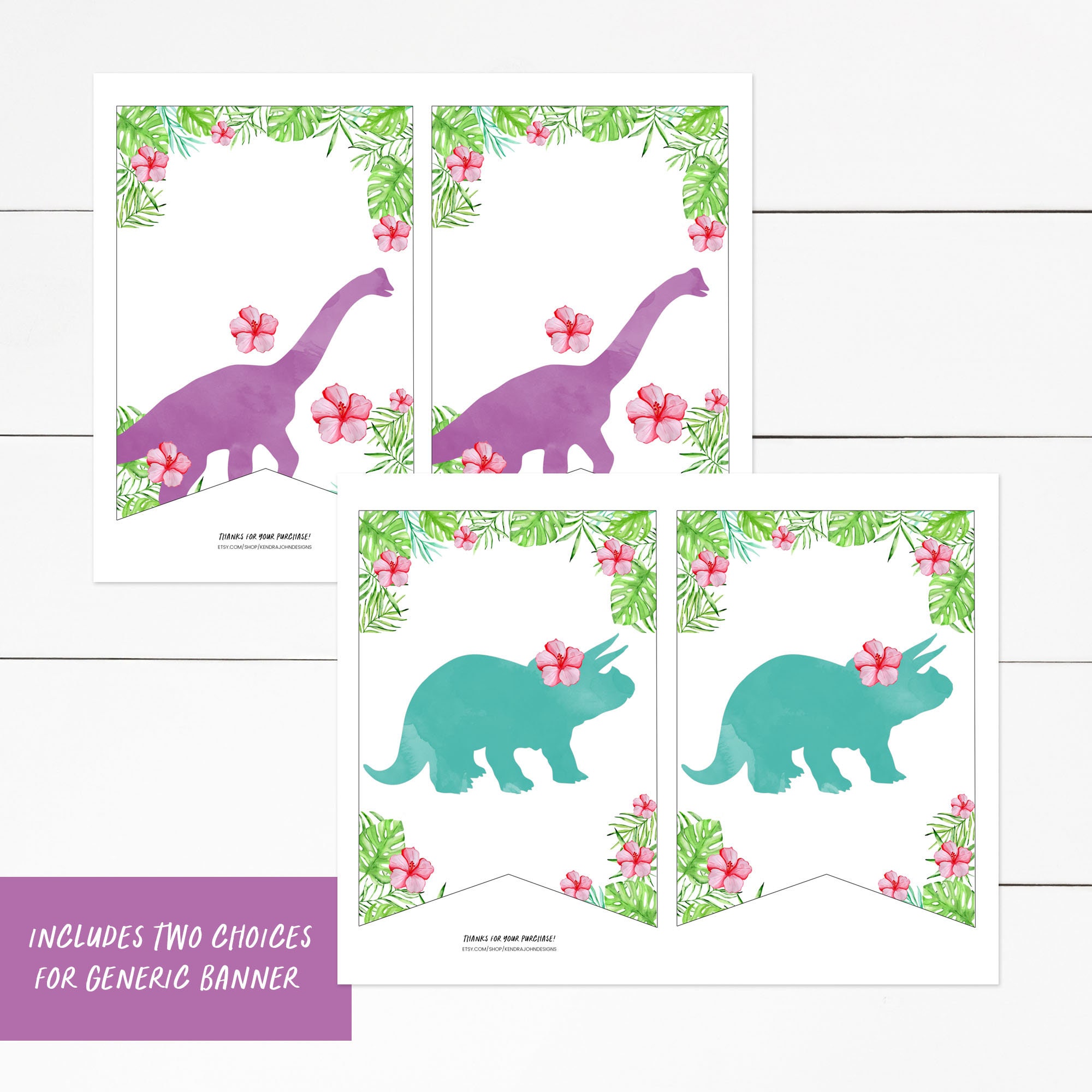 Girl Dinosaur Birthday Birthday Banner for Girl Dinosaur | Etsy