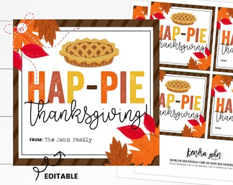 Pie Gift Tag, Thanksgiving Gift Tag Printable, Pumpkin Pie Label, Pie Printable, Pie Thanksgiving Card, Thanksgiving Thank You Tags,